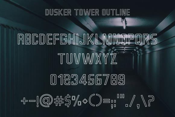 Dusker Tower Outline: A Bold Sans Serif Font for Modern Brands